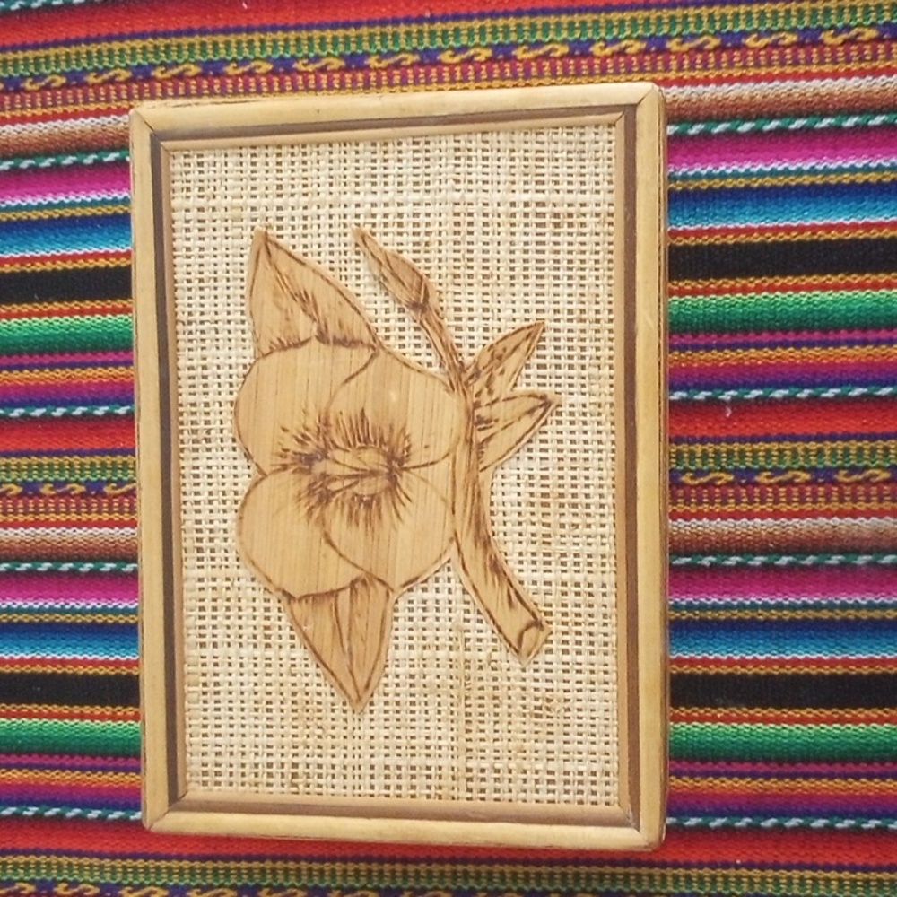 Straw and Wood Jewelry Box.